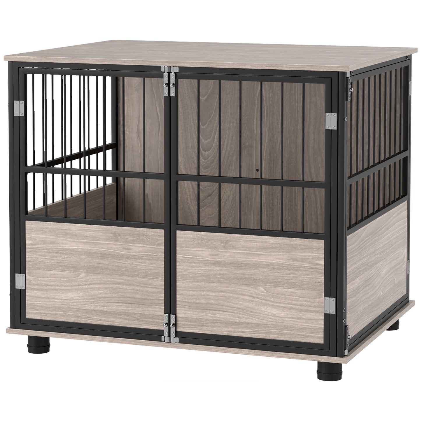 Photo of PawHut 80cm Furniture Style Dog Crate Dog Cage End Table Indoor with 3 Doors Soft Washable Cushion, for Medium Sized Dogs in Dogs colour on a white background