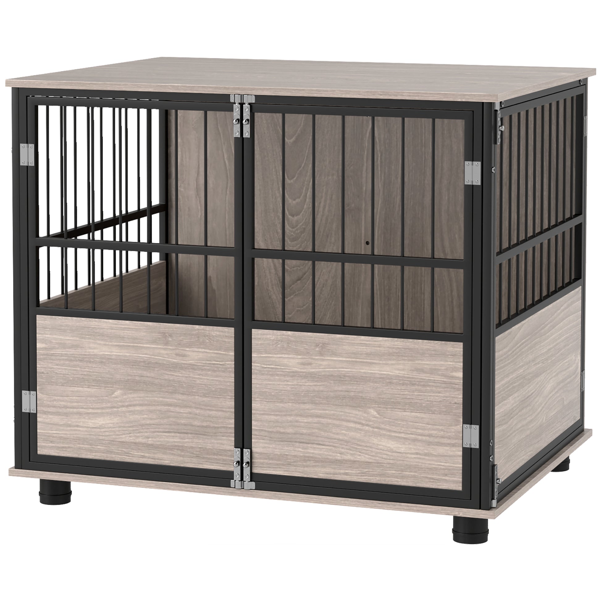 Photo of PawHut 80cm Furniture Style Dog Crate Dog Cage End Table Indoor with 3 Doors Soft Washable Cushion, for Medium Sized Dogs in Dogs colour on a white background