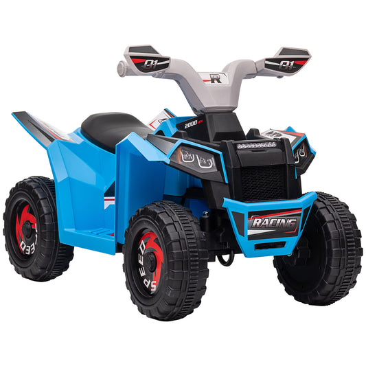 Photo of HOMCOM 6V Quad Bike with Wear-Resistant Wheels, Forward Backward Function, for Ages 18-36 Months, Blue in Blue colour on a white background