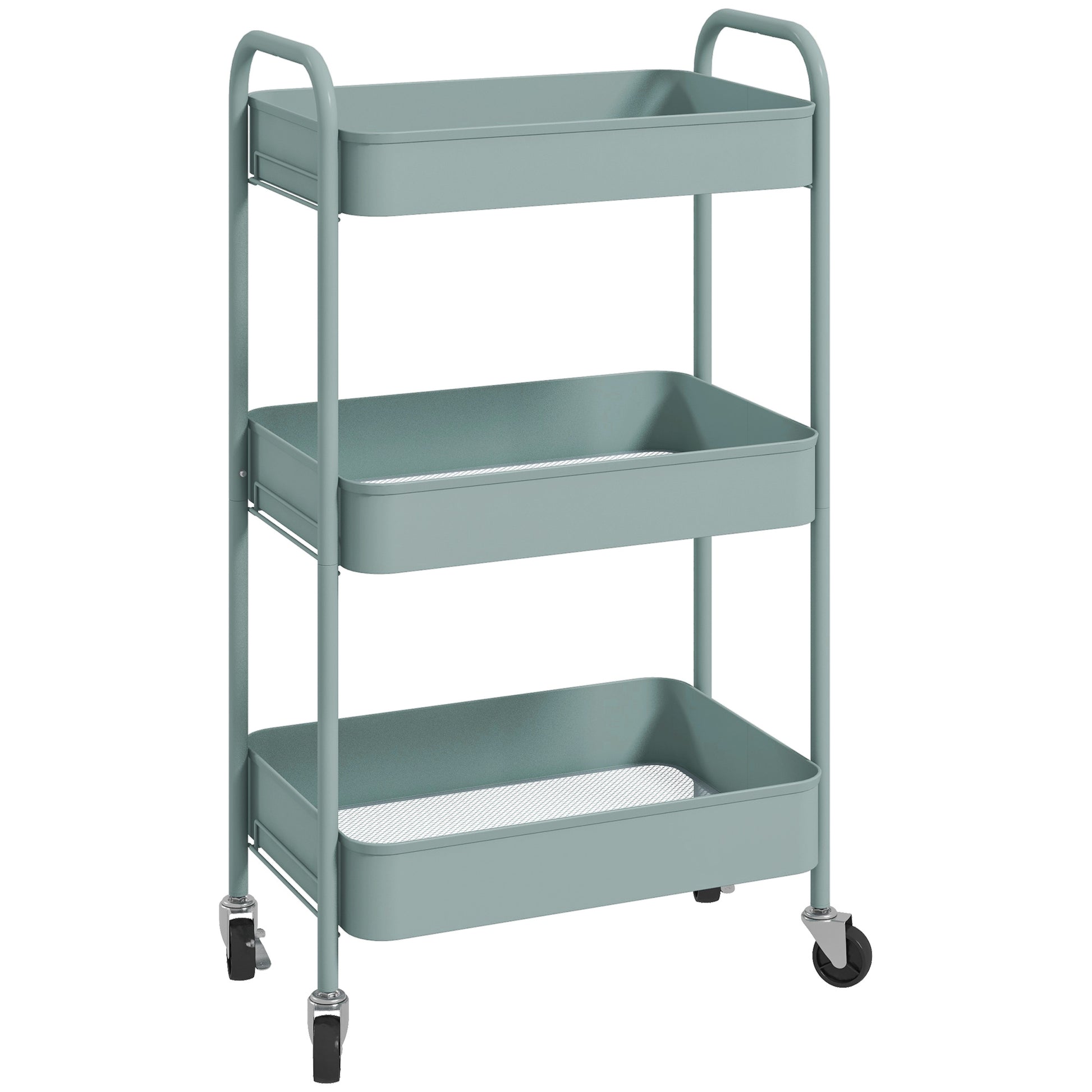 Photo of HOMCOM Three-Tier Steel Storage Trolley - Light Blue in Blue colour on a white background