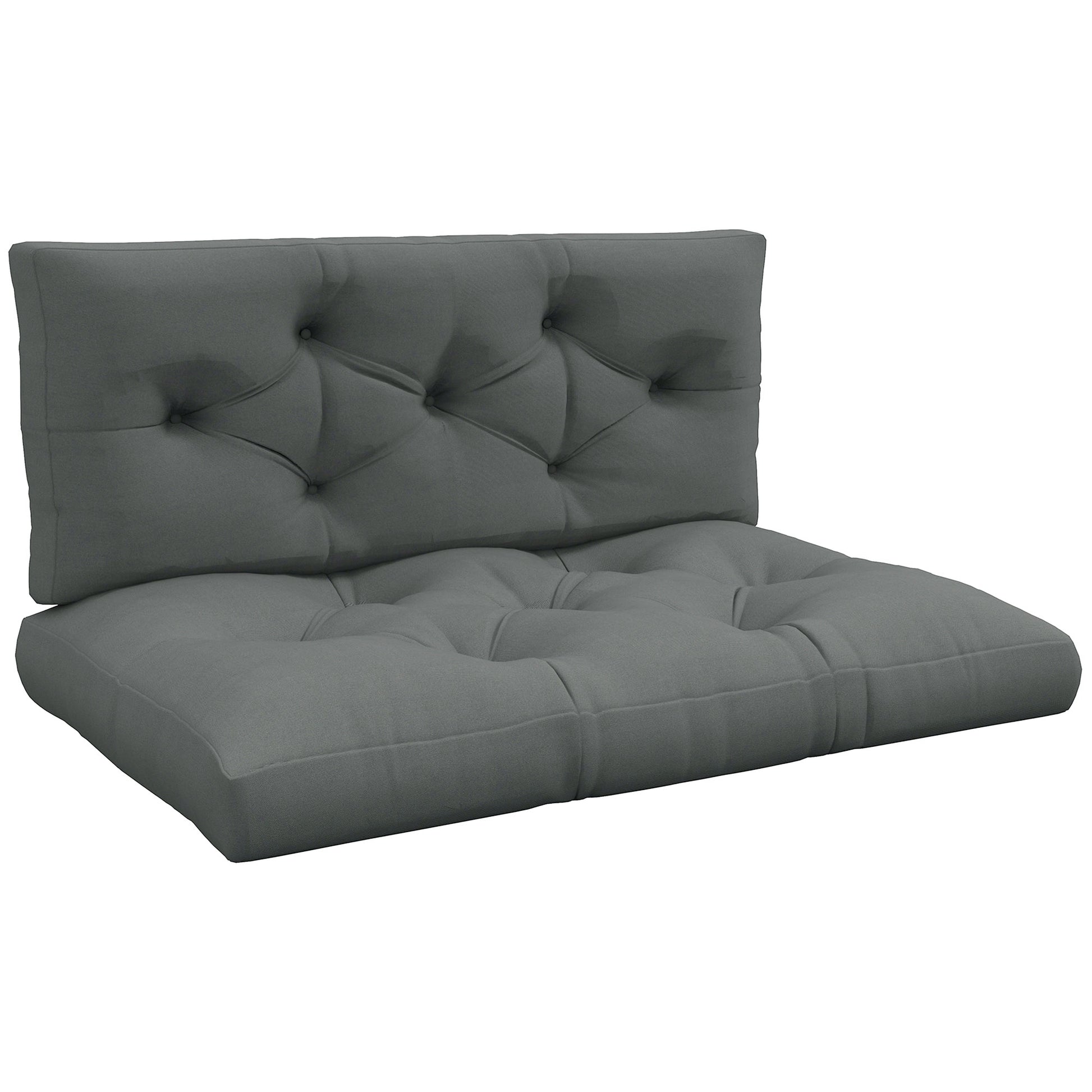 Photo of Outsunny Seat and Back Padded Pallet Cushion Set - Light Grey in Grey colour on a white background