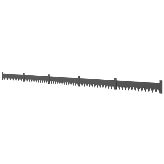 Photo of Outsunny 5pcs Garden Fence, Metal Picket Fence Panels, 102x15cm, Black in Black colour on a white background