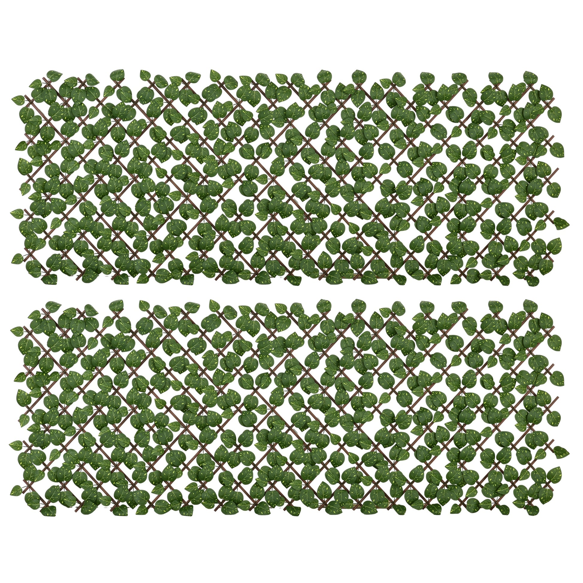 Photo of Outsunny Set of 2 Expandable Artificial Trellis Hedges – Realistic Leaf Privacy Screen, 2 x 1 m in m colour on a white background