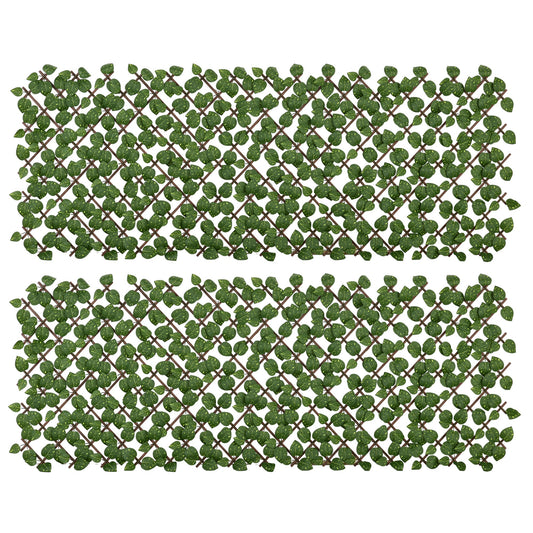 Photo of Outsunny Set of 2 Expandable Artificial Trellis Hedges – Realistic Leaf Privacy Screen, 2 x 1 m in m colour on a white background