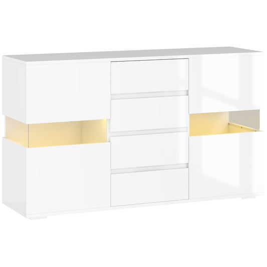 Photo of HOMCOM LED Light Sideboard - High Gloss White in White colour on a white background