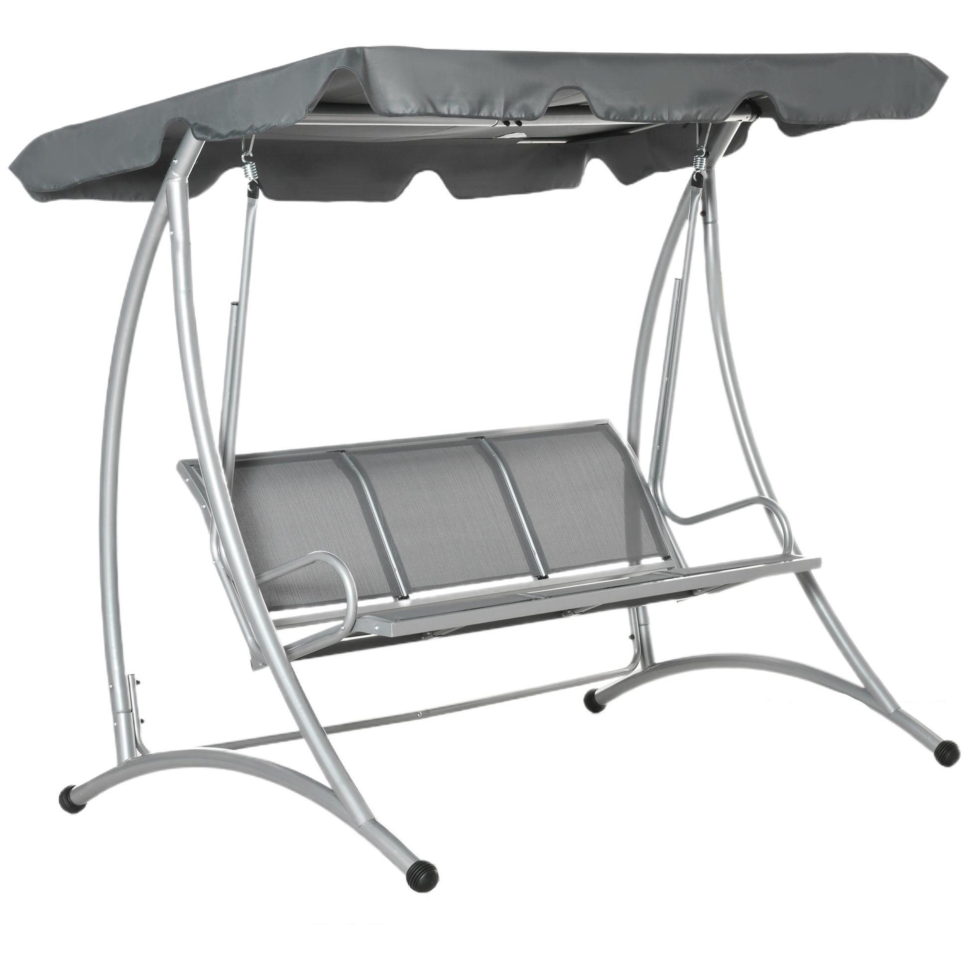 Photo of Outsunny Three Person Steel Outdoor Porch Swing Chair Bench w/ Canopy Cover Grey in Grey colour on a white background