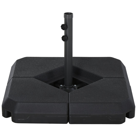 Photo of Outsunny 4PCs Fillable Parasol Base Weights with Steel Cross Base Garden Umbrella Stand 60L Water or 72kg Sand Filled Weights Plastic Black in Black colour on a white background