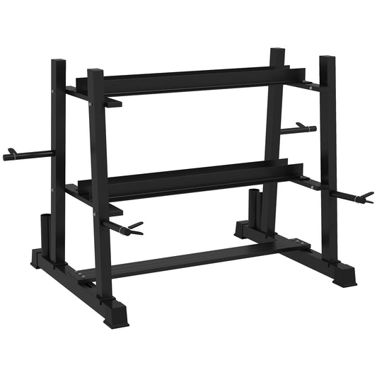 Photo of SPORTNOW 3-Tier Dumbbell Rack, Versatile Weight Rack with 4 Weight Rods for Dumbbells, Kettlebells and Plates (Rack Only) in Only) colour on a white background