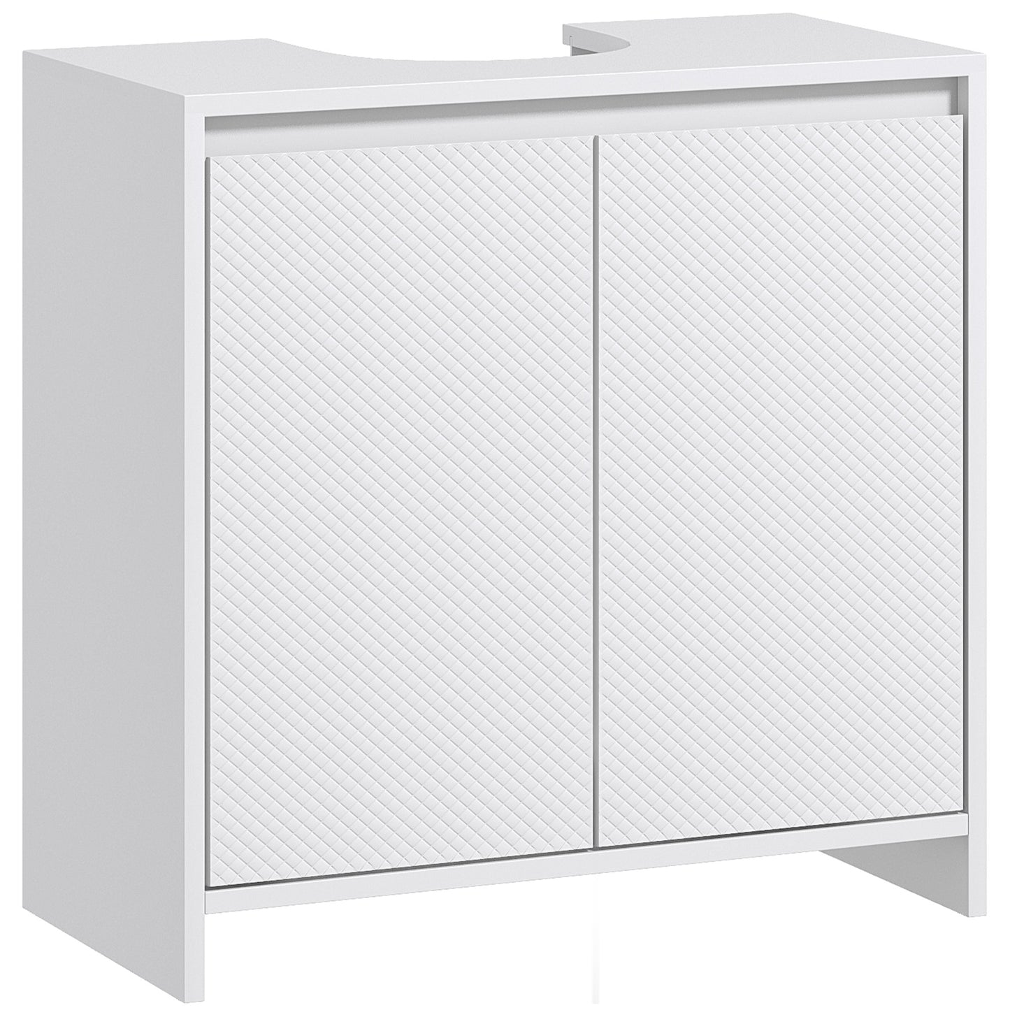 Photo of HOMCOM Under Sink Bathroom Cabinet, Freestanding Under Sink Cabinet with 2 Doors and Shelf for Basin without or with Pedestal, White in White colour on a white background
