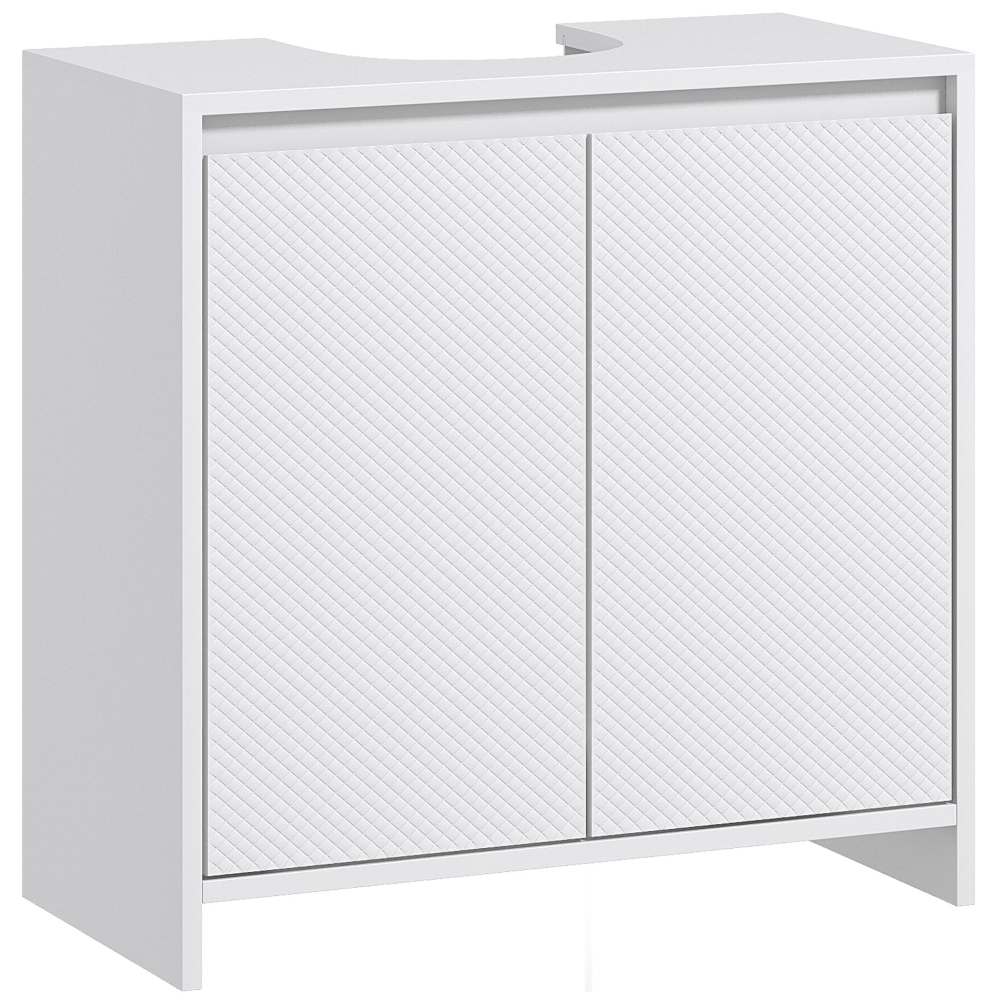 Photo of HOMCOM Under Sink Bathroom Cabinet, Freestanding Under Sink Cabinet with 2 Doors and Shelf for Basin without or with Pedestal, White in White colour on a white background