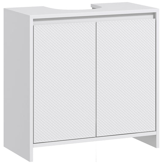 Photo of HOMCOM Under Sink Bathroom Cabinet, Freestanding Under Sink Cabinet with 2 Doors and Shelf for Basin without or with Pedestal, White in White colour on a white background
