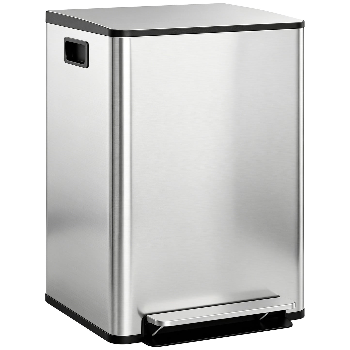 Photo of HOMCOM 60L Dual Compartment Stainless Steel Bin, with Deodoriser Holders - Silver Tone in Tone colour on a white background