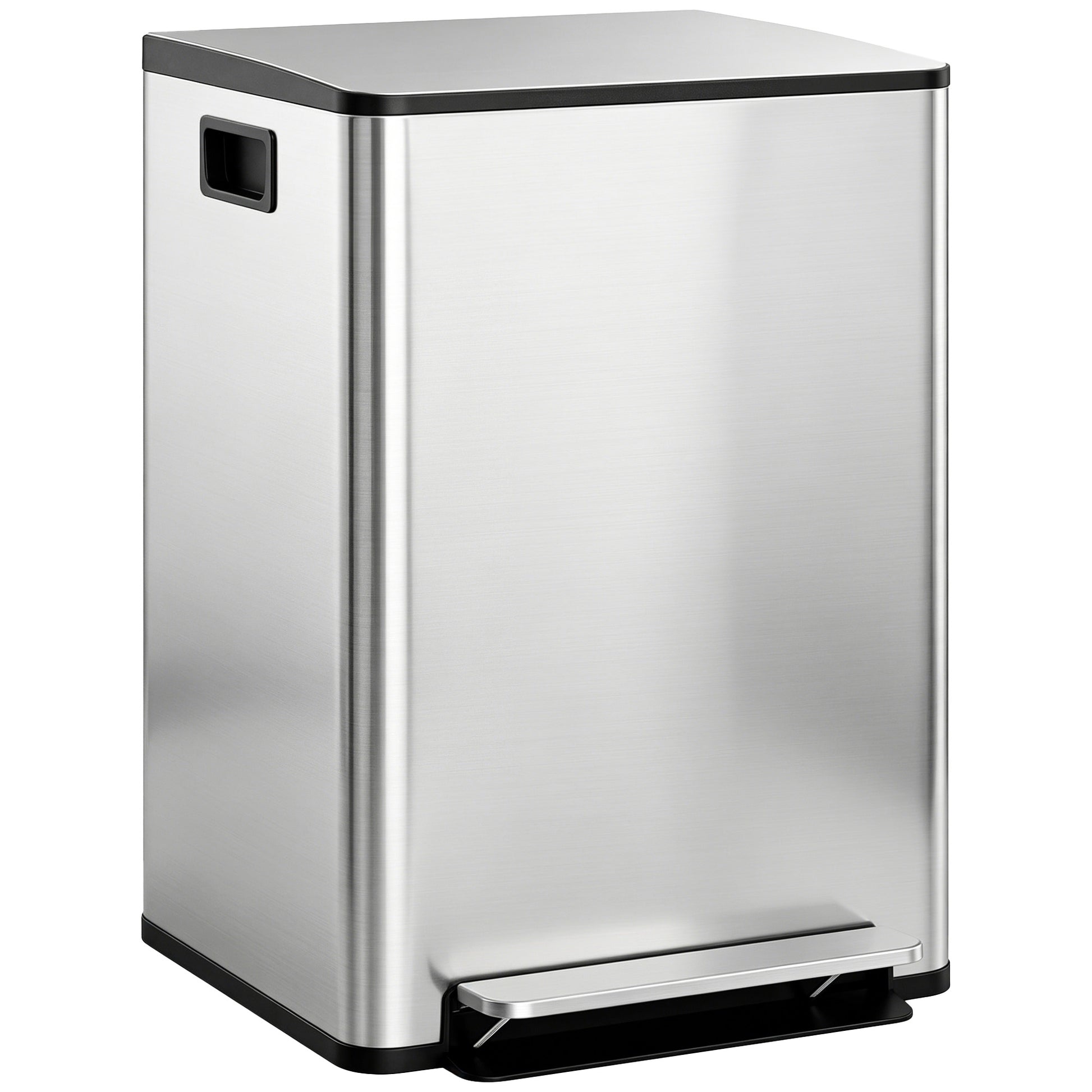 Photo of HOMCOM 60L Dual Compartment Stainless Steel Bin, with Deodoriser Holders - Silver Tone in Tone colour on a white background