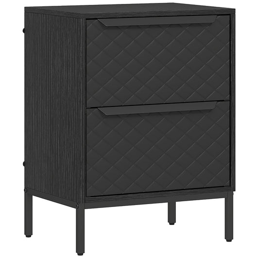 Photo of HOMCOM Chest of Drawers, Dresser with 2 Fabric Drawers and Aluminium Handles - Black in Black colour on a white background