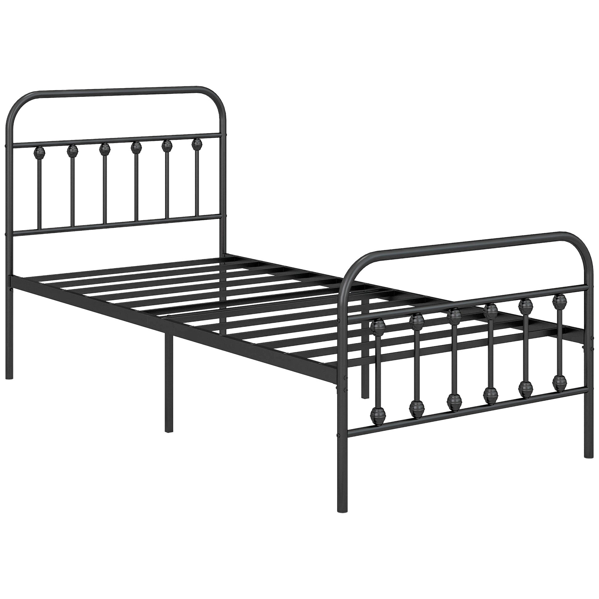Photo of HOMCOM Single Minimalistic Metal Bed Frame - Black in Black colour on a white background