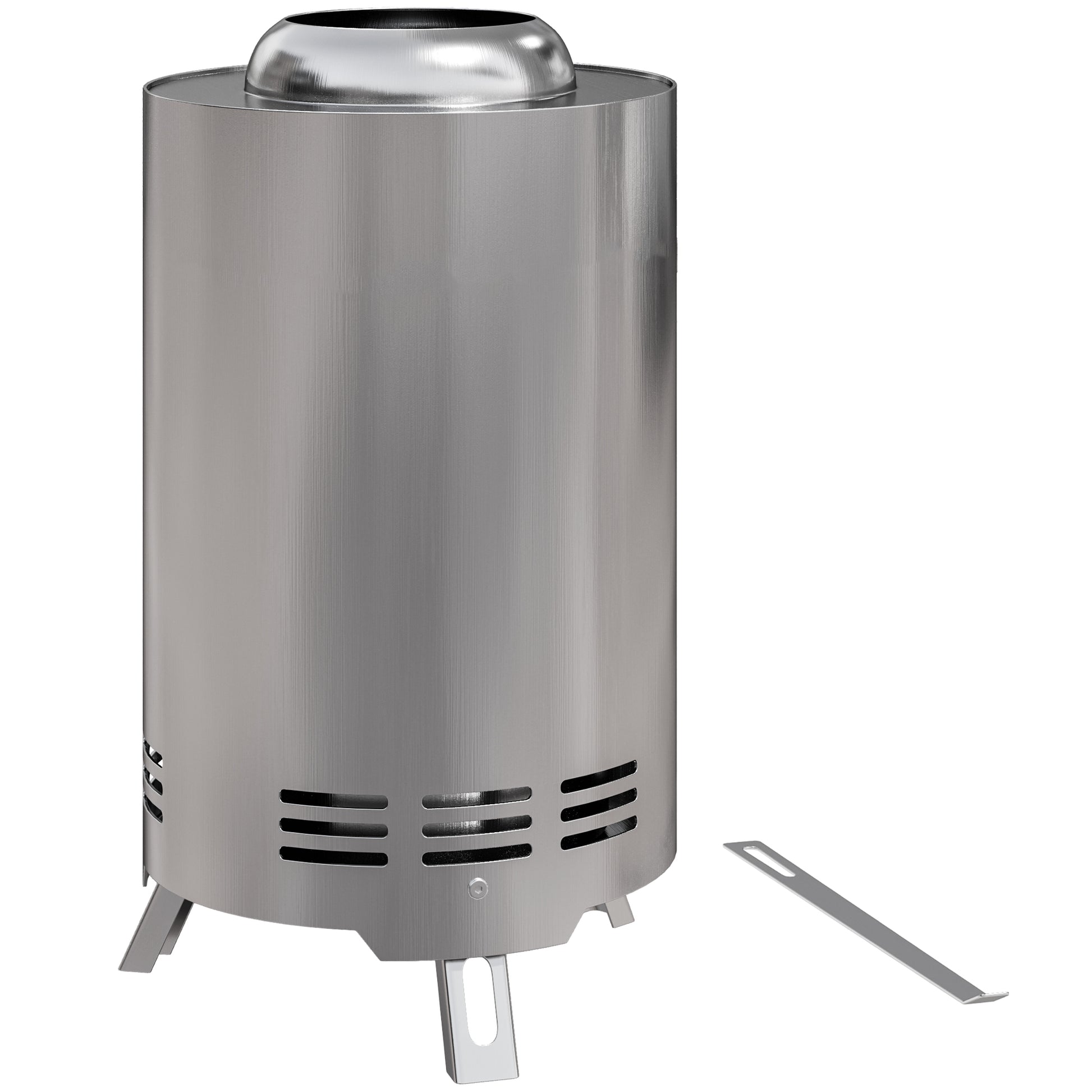 Photo of Outsunny Smokeless Fire Pit, 16 x 16 cm Stainless Steel Portable Wood Burning Firepit with Poker, Wood or Pellet Fuelled Tabletop Fire Pit for Garden Camping Bonfire Party, Silver Tone in Tone colour on a white background
