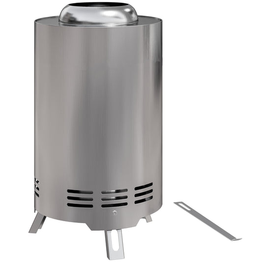 Photo of Outsunny Smokeless Fire Pit, 16 x 16 cm Stainless Steel Portable Wood Burning Firepit with Poker, Wood or Pellet Fuelled Tabletop Fire Pit for Garden Camping Bonfire Party, Silver Tone in Tone colour on a white background