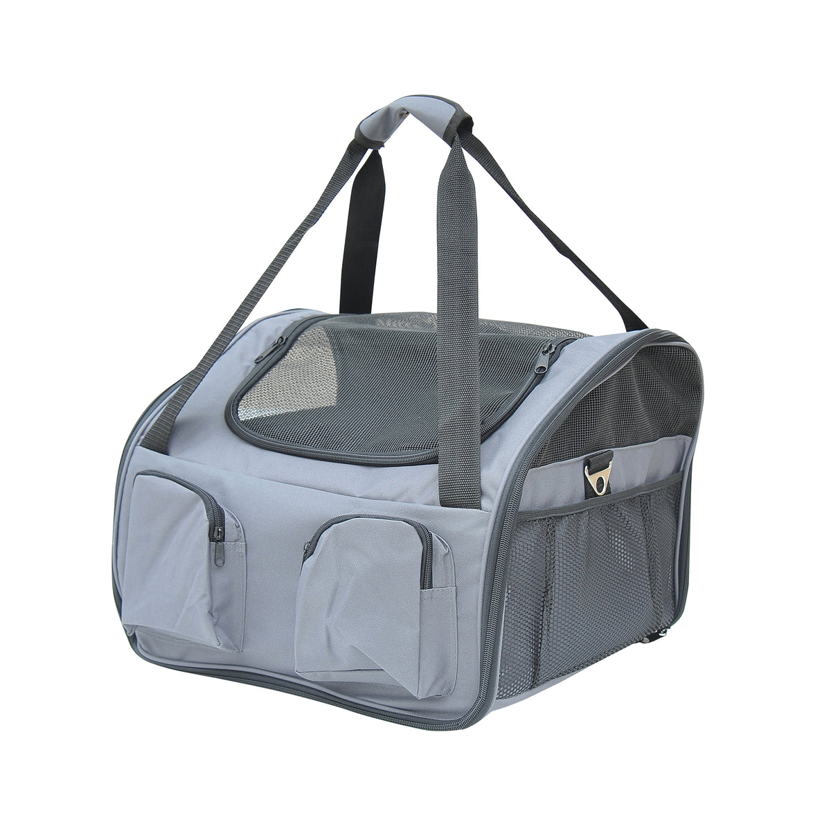 Photo of PawHut Soft Sided Pet Carrier Foldable Bag Car Seat Cat Dog Puppy Kennel Portable Travel Cage Tote Case Mesh Holder House Grey in Grey colour on a white background