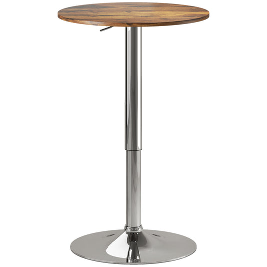 Photo of HOMCOM Round Bar Table, 360 Degree Swivel Counter Pub Table with Adjustable Height, for Kitchen, Cafe, Rustic Brown in Brown colour on a white background