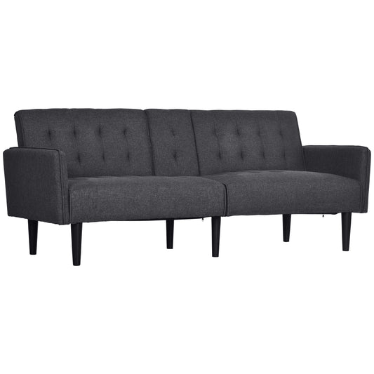 Photo of HOMCOM Three-Seater Sofa Bed, with Cupholders - Grey in Grey colour on a white background