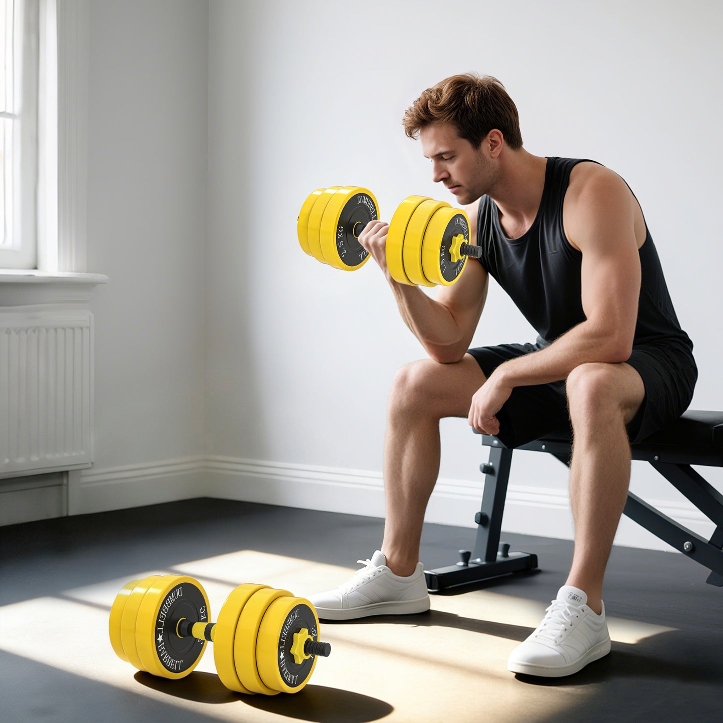 HOMCOM 25KG Dumbbell & Barbell  Adjustable Set Plate Bar Clamp Rod Home Gym Sports Area Exercise Ergonomic
