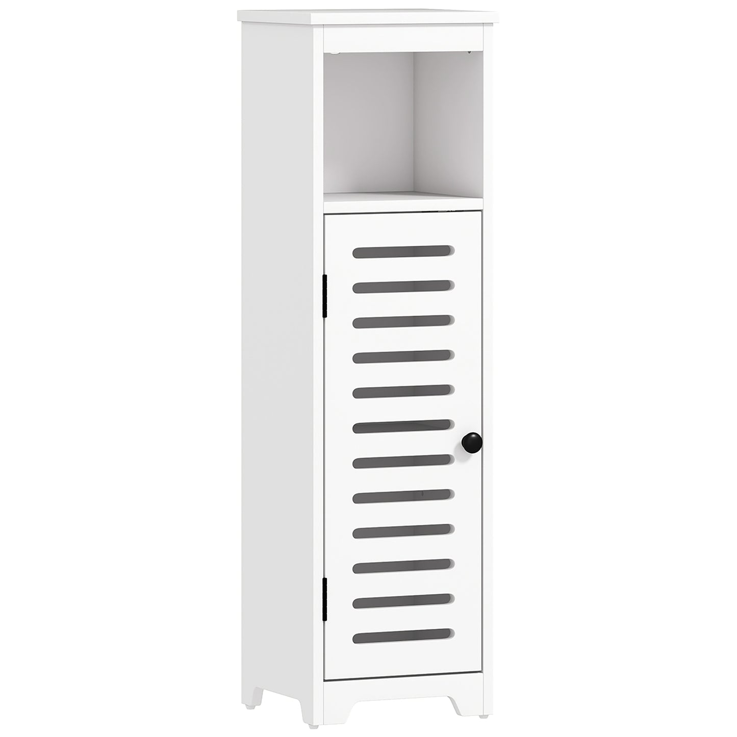 Photo of HOMCOM Bathroom Floor Cabinet, Bathroom Storage Unit with Louvered Door, Open Shelf, Adjustable Shelf, White, 22 x 20 x 75 cm in cm colour on a white background