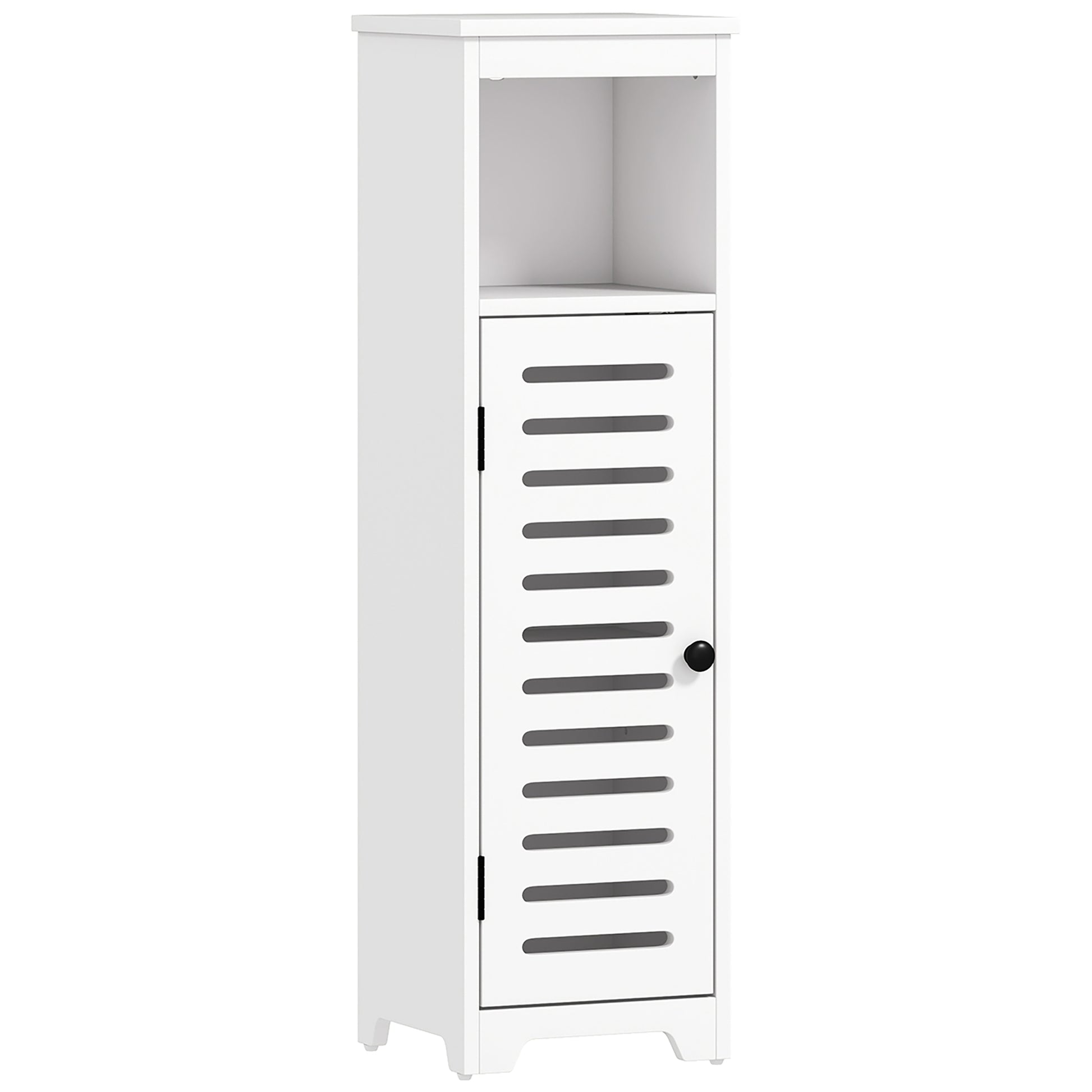 Photo of HOMCOM Bathroom Floor Cabinet, Bathroom Storage Unit with Louvered Door, Open Shelf, Adjustable Shelf, White, 22 x 20 x 75 cm in cm colour on a white background
