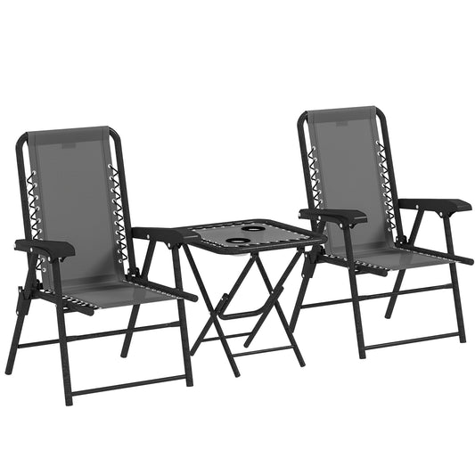 Photo of Outsunny Three-Piece Garden Table and Chair Set - Dark Grey in Grey colour on a white background