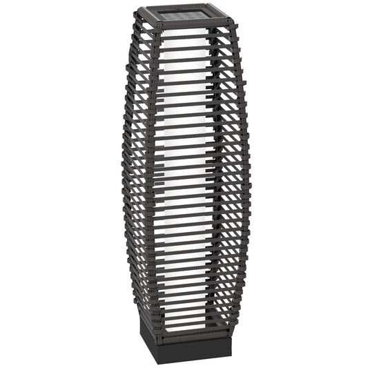 Photo of Outsunny Rattan Solar Floor Lamp, 68cm Tall Outdoor Garden Lantern Pathway Light & Decorative Lighting with Auto On/Off LED Lights, IP44, for Porch, Yard, Courtyard, Deck, Grey in Grey colour on a white background