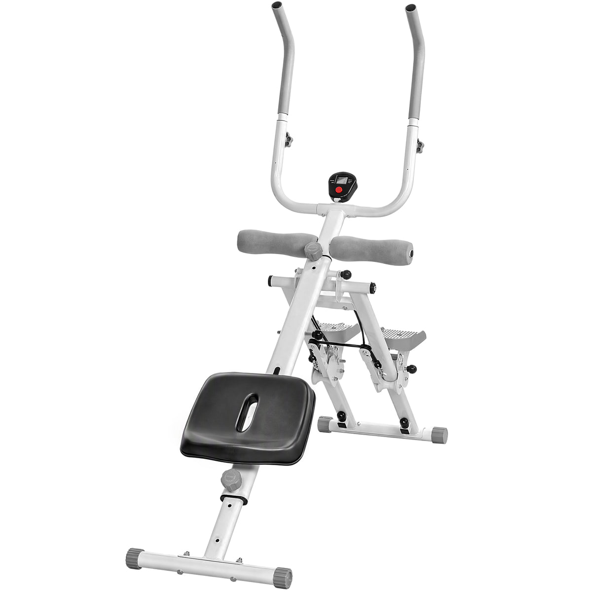 Photo of SPORTNOW 2-in-1 Ab Machine and Stair Stepper, Foldable Ab Trainer and Climbing Machine with LCD Monitor for Home Gym, White in White colour on a white background