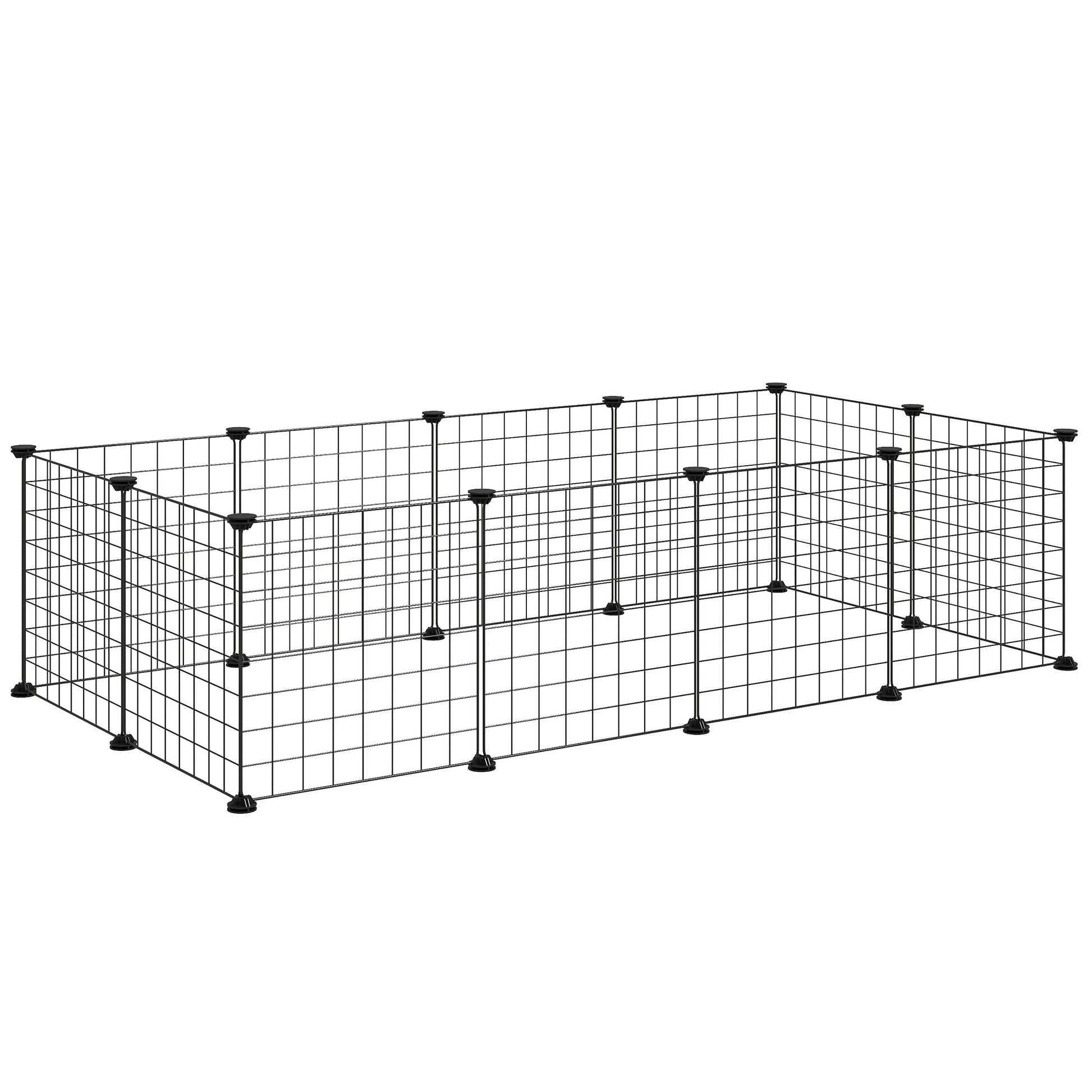 Photo of PawHut DIY Pet Playpen Metal Wire Fence 12 Panel Enclosure Indoor Outdoor Guinea Pig Bunny Small Animals Cage Black in Black colour on a white background