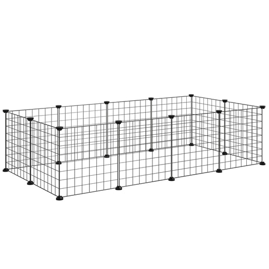 Photo of PawHut DIY Pet Playpen Metal Wire Fence 12 Panel Enclosure Indoor Outdoor Guinea Pig Bunny Small Animals Cage Black in Black colour on a white background