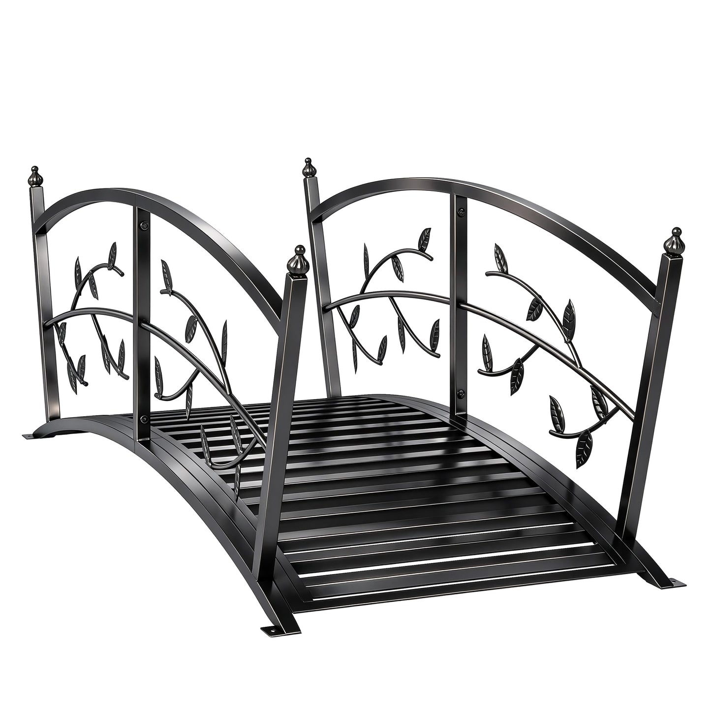 Photo of Outsunny 1.2M Metal Garden Bridge with Safety Railings, Outdoor Pond Bridge, Arch Decorative Footbridge for Creek Stream in Stream colour on a white background