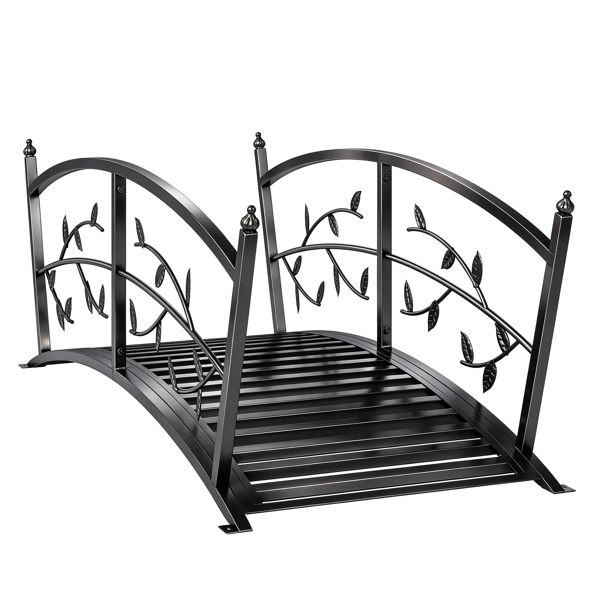 Photo of Outsunny 1.2M Metal Garden Bridge with Safety Railings, Outdoor Pond Bridge, Arch Decorative Footbridge for Creek Stream in Stream colour on a white background