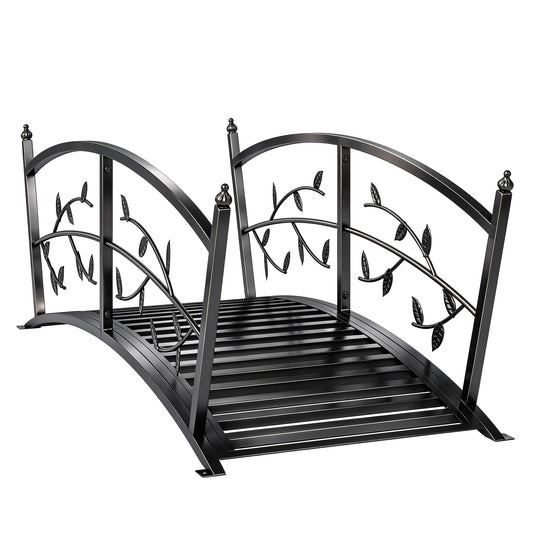 Photo of Outsunny 1.2M Metal Garden Bridge with Safety Railings, Outdoor Pond Bridge, Arch Decorative Footbridge for Creek Stream in Stream colour on a white background