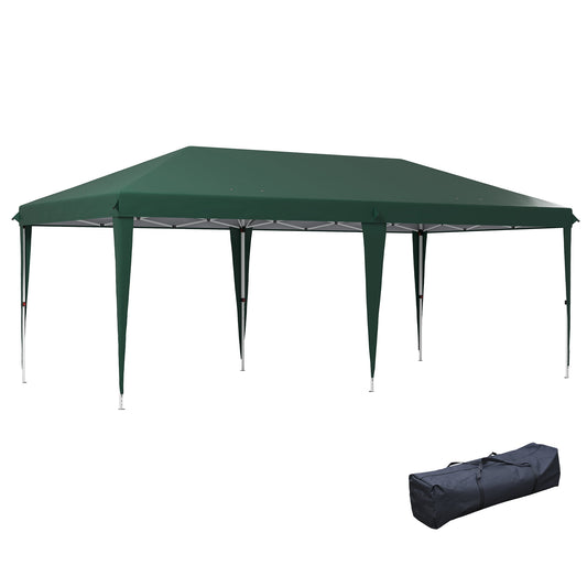 Photo of Outsunny 6 x 3 m Pop-Up Steel Frame Gazebo - Green in Green colour on a white background