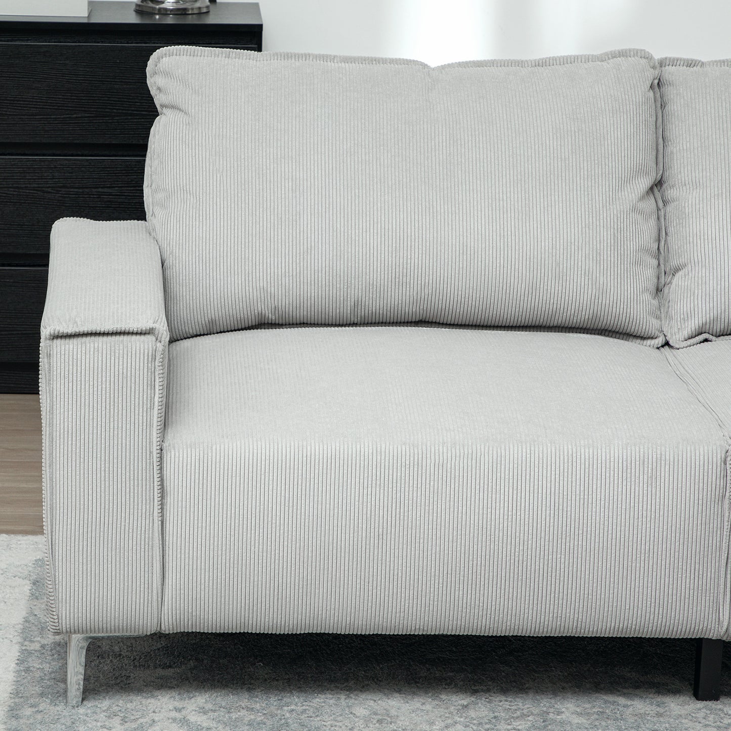 HOMCOM Three-Seater Corduroy - Light Grey
