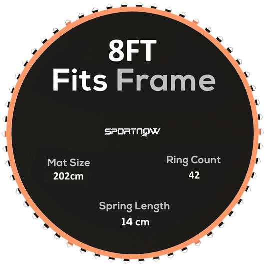 Photo of SPORTNOW Trampoline Replacement Mat with Spring Pull Tool, 42 V-Hooks, for 8ft Trampoline using 14cm Springs, Orange in Orange colour on a white background