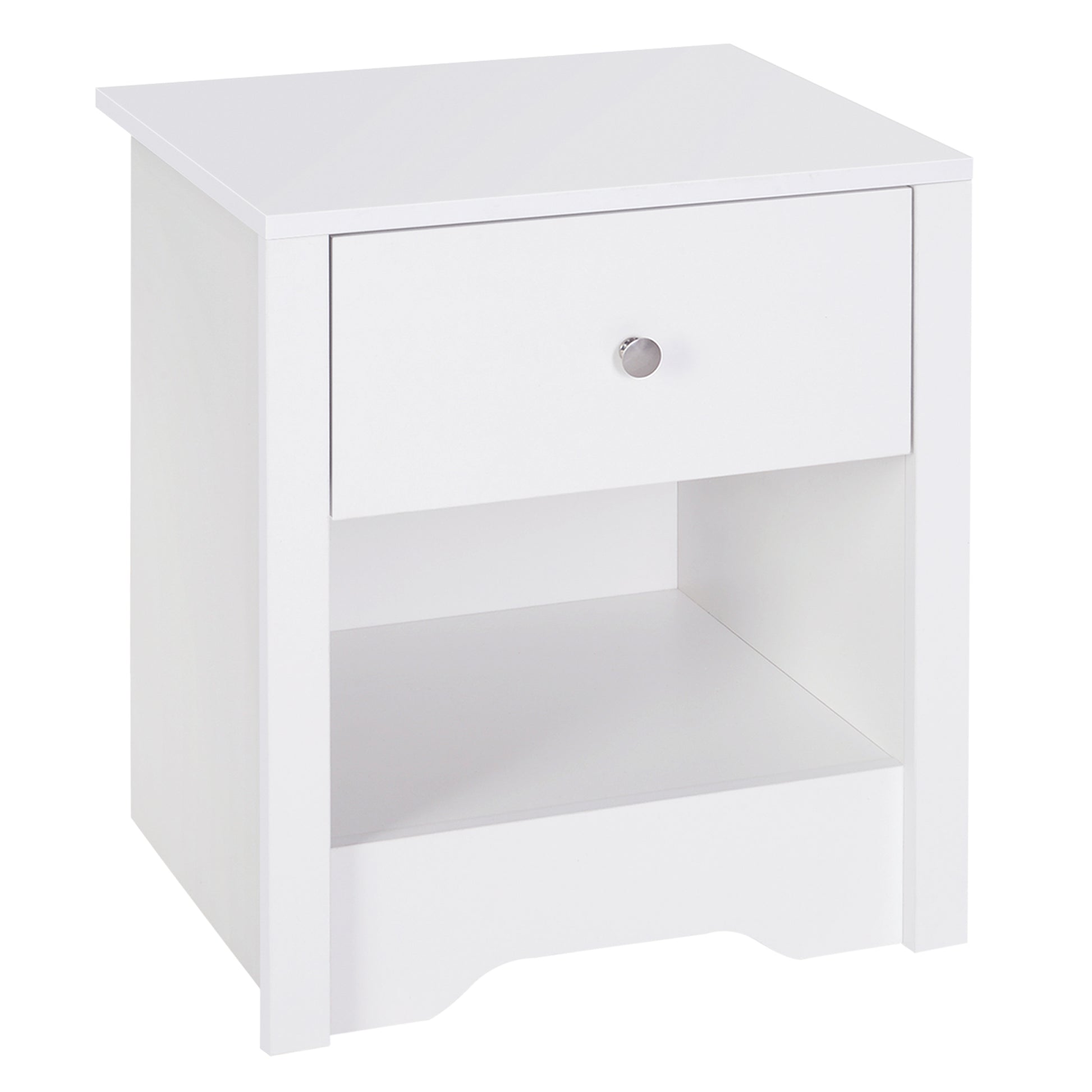 Photo of HOMCOM Modern Bedside Table, Nightstand with Drawer Shelf, End Table for Living room, Bedroom White in White colour on a white background