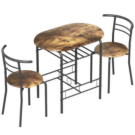 Photo of HOMCOM Three-Piece Compact Dining Set - Rustic Brown in Brown colour on a white background
