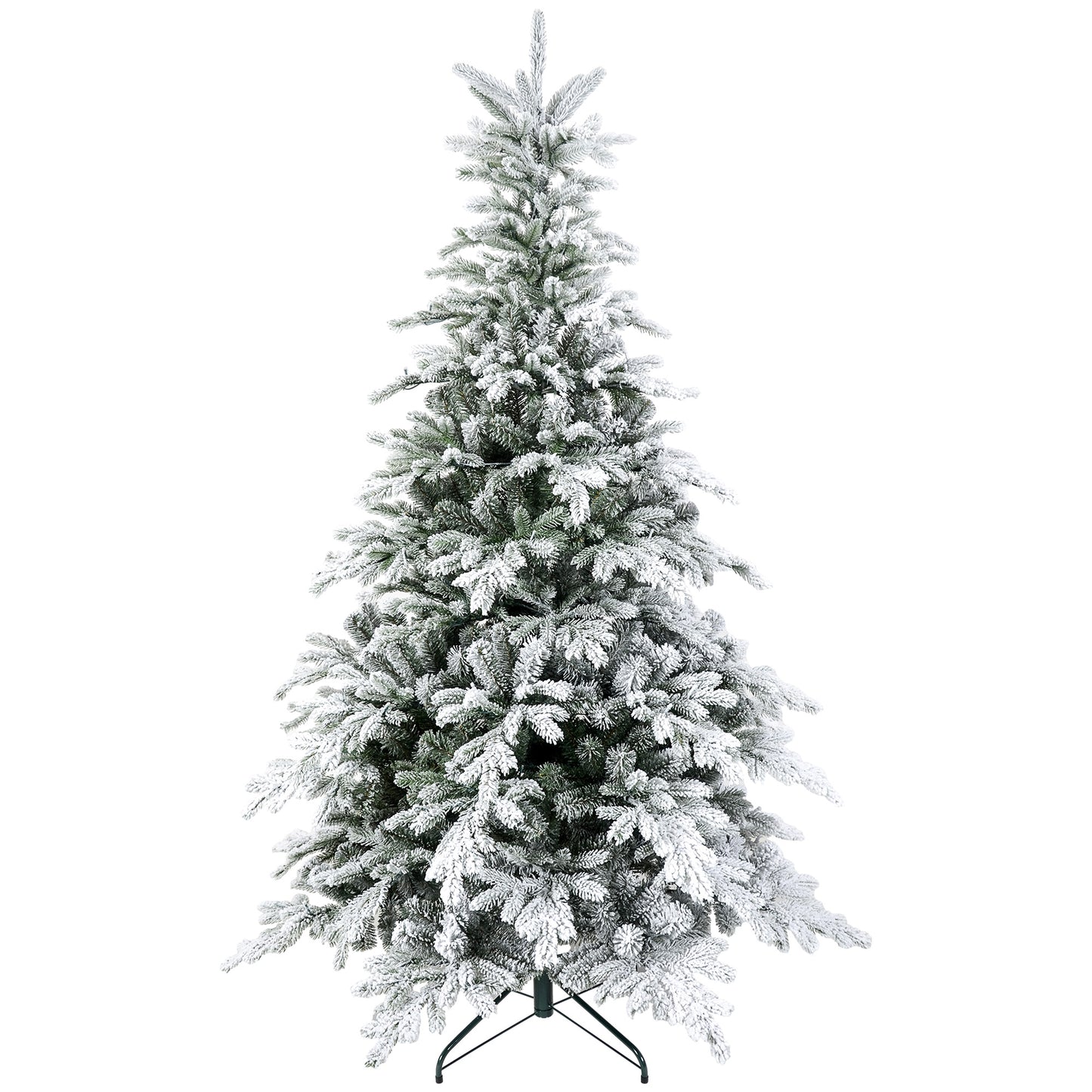 Photo of HOMCOM 5ft Bushy Snow-Flocked Artificial Christmas Tree, with LED Lights in Lights colour on a white background