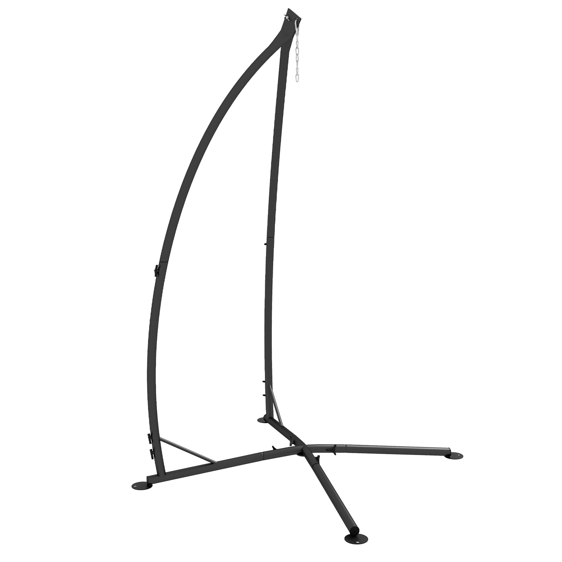 Photo of Outsunny Hammock Chair Stand, Hanging Heavy Duty Metal Frame Hammock Stand with Chain, for Hanging Hammock Air Porch Swing Chair, Egg Cahir, Indoor & Outdoor Use, Black in Black colour on a white background