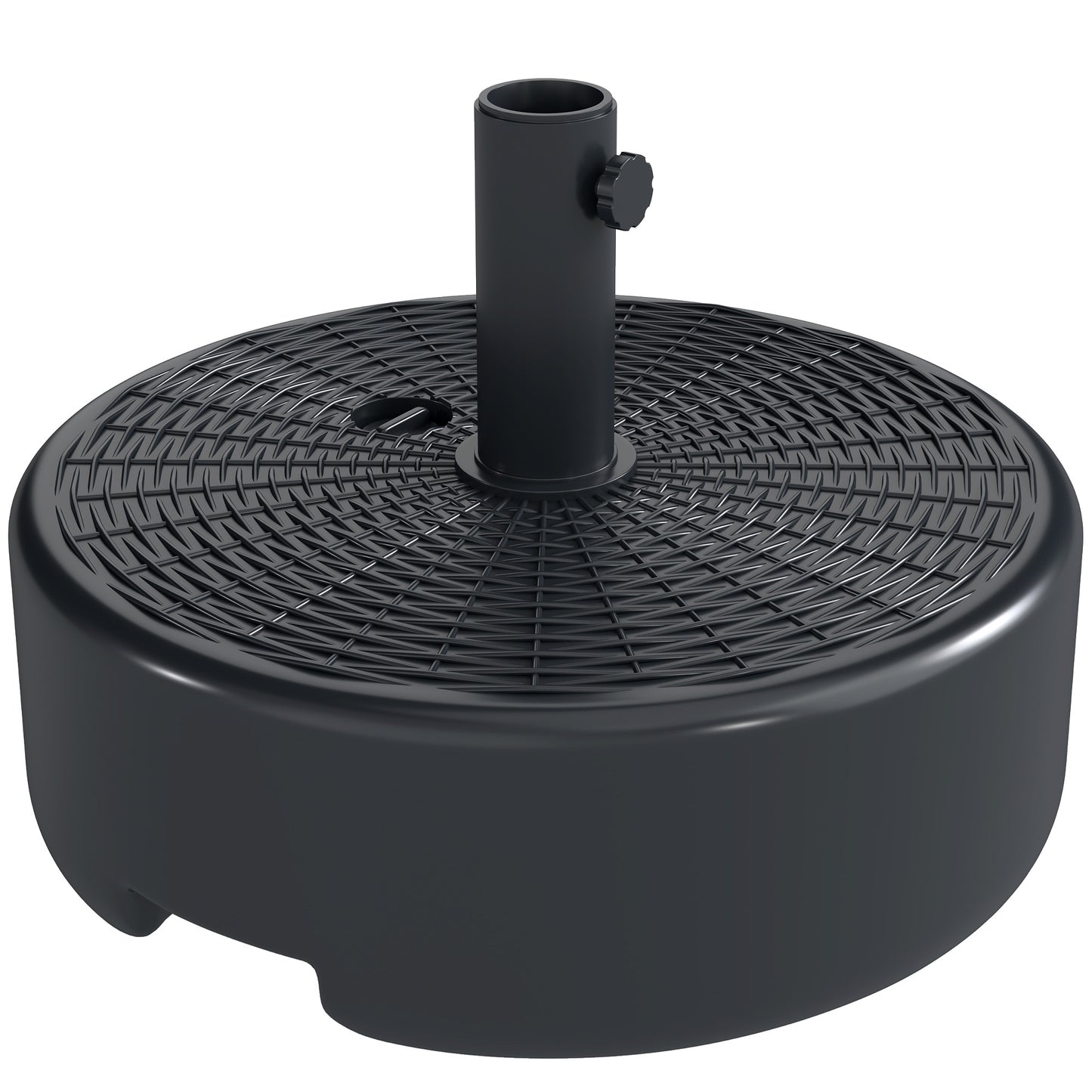 Photo of Outsunny Patio Umbrella Base 22kg Sand Filled Garden Parasol Stand forfor 38mm/48mm Poles, Black in Black colour on a white background