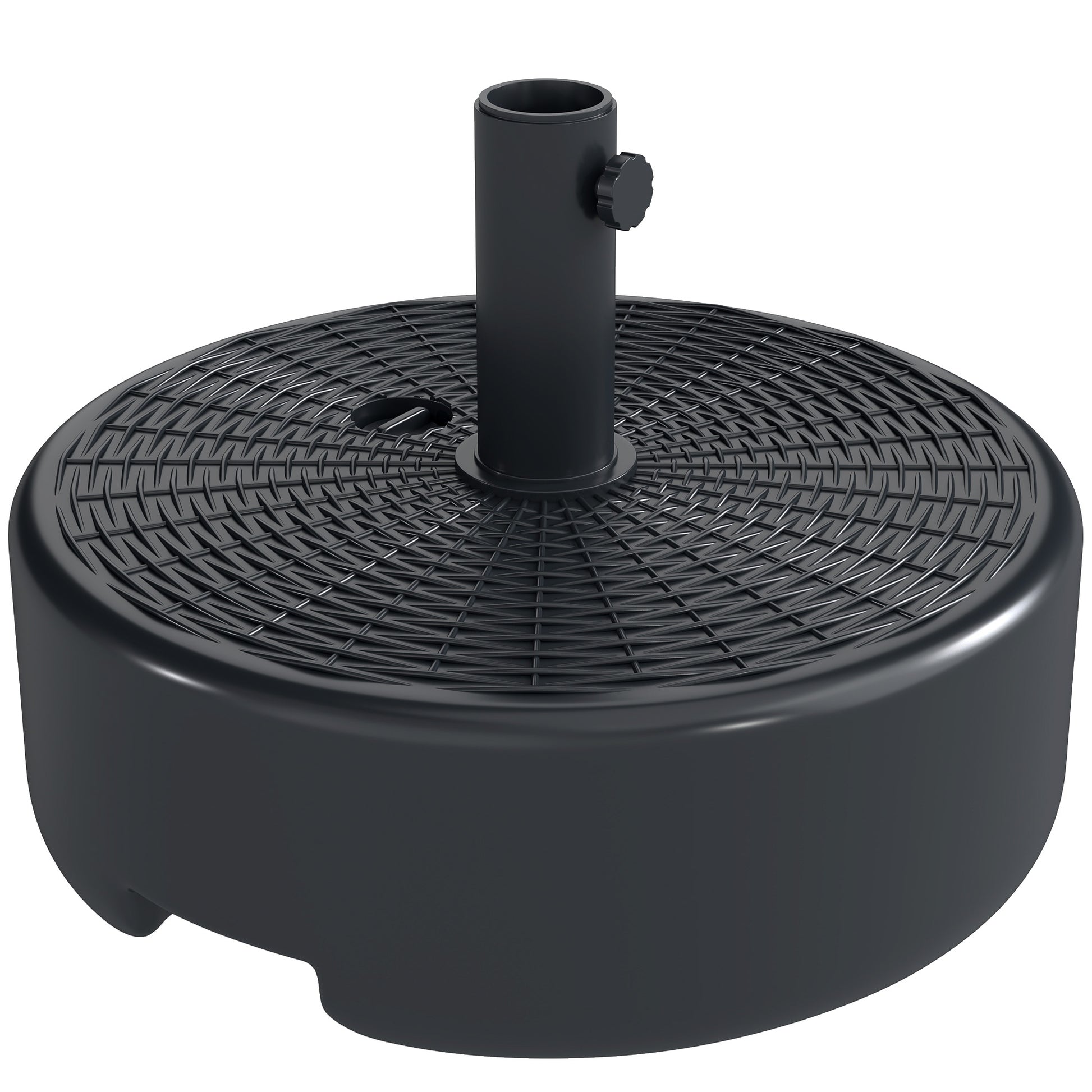 Photo of Outsunny Patio Umbrella Base 22kg Sand Filled Garden Parasol Stand forfor 38mm/48mm Poles, Black in Black colour on a white background