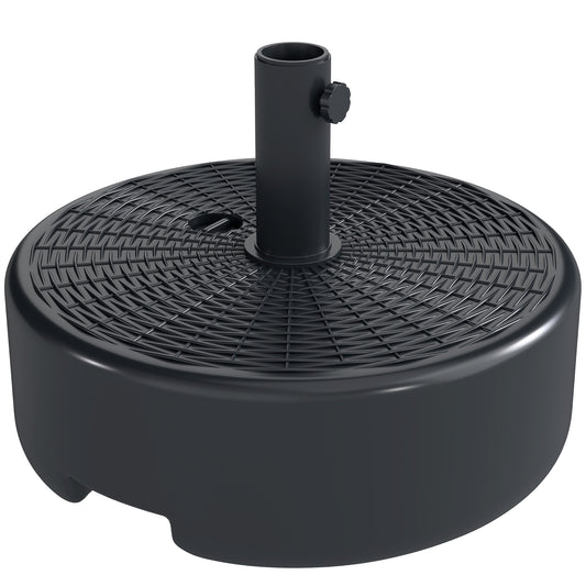 Photo of Outsunny Patio Umbrella Base 22kg Sand Filled Garden Parasol Stand forfor 38mm/48mm Poles, Black in Black colour on a white background