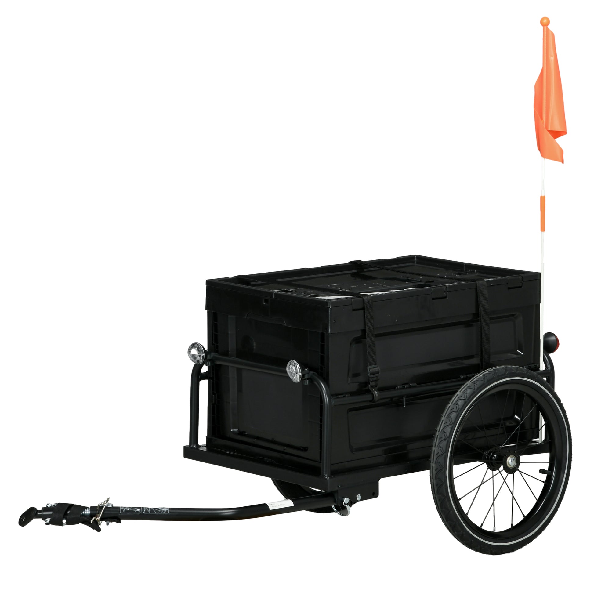 Photo of HOMCOM 65L Steel Frame Bike Trailer Storage Box - Black in Black colour on a white background