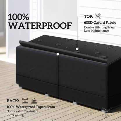 Outsunny black waterproof patio furniture cover with water beading on top