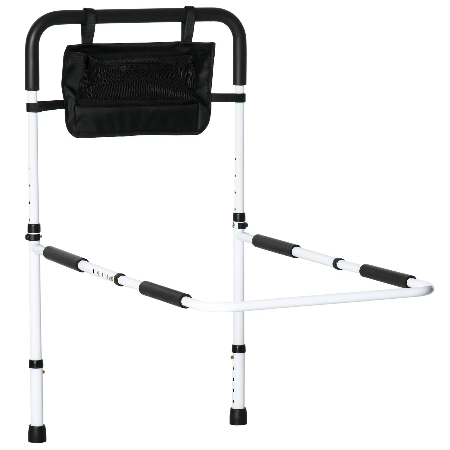 Photo of HOMCOM Safety Bed Rail, Height Adjustable Bed Assist Rail with Storage Pocket, Grab Bar for Disabled and Senior, White in White colour on a white background