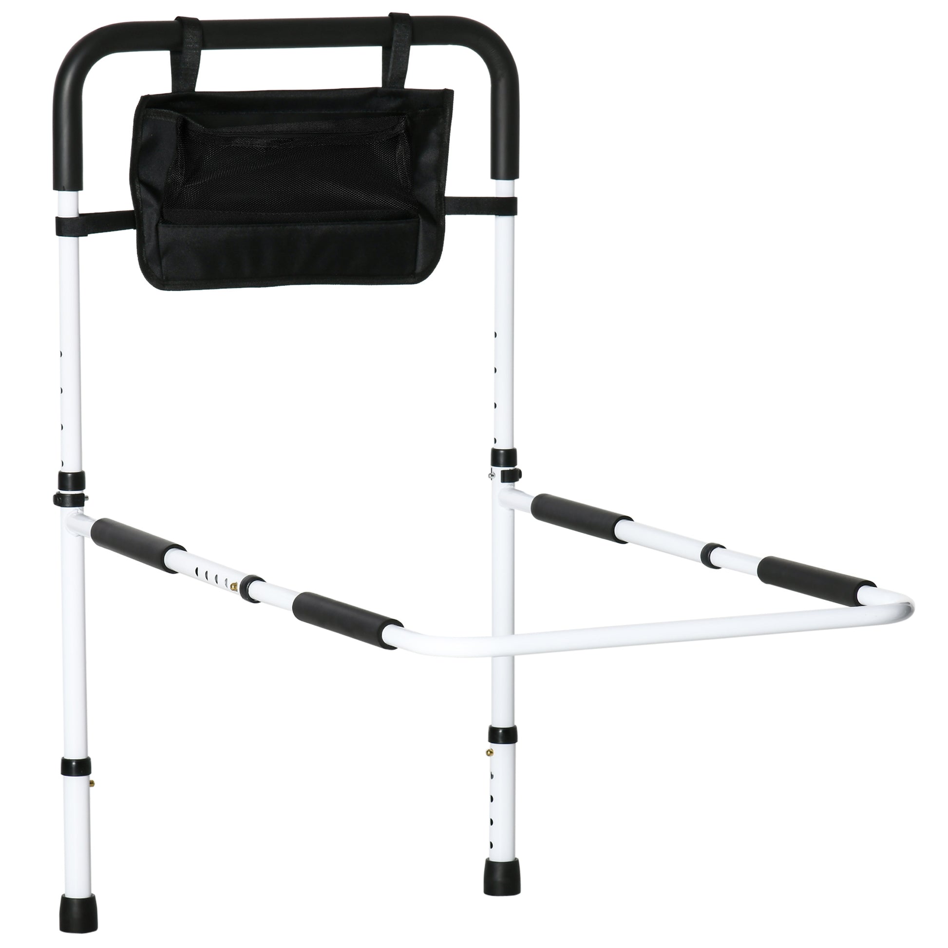 Photo of HOMCOM Safety Bed Rail, Height Adjustable Bed Assist Rail with Storage Pocket, Grab Bar for Disabled and Senior, White in White colour on a white background