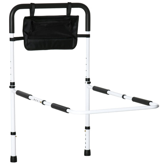 Photo of HOMCOM Safety Bed Rail, Height Adjustable Bed Assist Rail with Storage Pocket, Grab Bar for Disabled and Senior, White in White colour on a white background